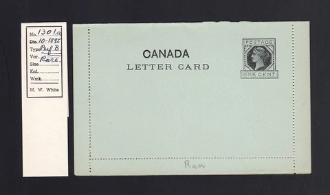CANADA: WEBB #L2a 1c Black Letter Card - Perforation B - Mint - Scarce Cover