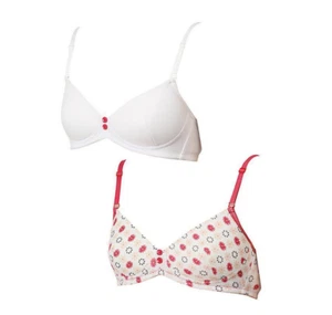 Royce Coral Daisy Bras 2 Pack Pink Floral White 32B Wirefree padded starter - Picture 1 of 4