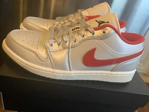 Nike Air Jordan 1 Low PRM Size 8.5 Metallic Silver University Red DA4668 001 - Picture 1 of 12