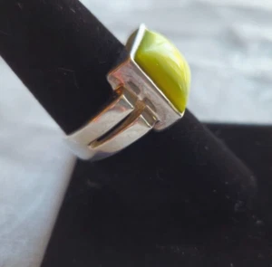 Natürlicher Zitrone Chrysopras 925 Sterling Silber Designer Ring signiert 7,75 - Bild 1 von 8