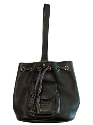 Bolso Cubo Dooney & Bourke Negro con Cordón Borla Latón Herrajes DE COLECCIÓN ¡BONITO! Foto 1 de 4