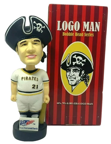 Pittsburgh Pirates 60's 70's 80's Logo Man Bobblehead Nodder Doll 2007 PNC Park Cover