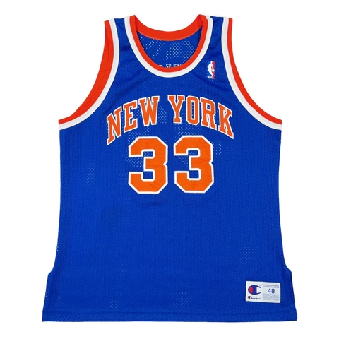 VTG RARE NEW YORK KNICKS #33 EWING AUTHENTIC CHAMPION BASKETBALL JERSEY SIZE 48 Cover