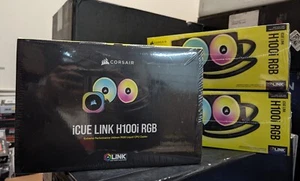 CORSAIR iCUE LINK H100i RGB Liquid CPU Cooler -QX120 RGB Fans - 240mm AIO-Black - Afbeelding 1 van 7