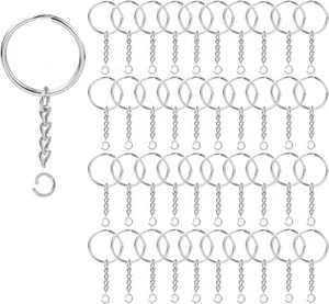 100pack Key Ring with Chain and Open Jump,1 Inch Split Round Keychain Rings Bulk - Picture 1 of 2