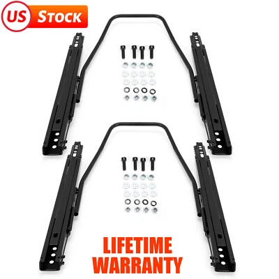 2x Universal Dual Lock Seat Sliders Rails Bracket Track Aessembly Mount Hardware - Image 1 of 4