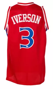 Allen Iverson Signed Philadelphia 76ers Red Jersey #1 Pick 1996 Draft (PSA COA) - Picture 1 of 7