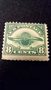 Scott #C4, Green, Airmail, 8 cent, M/F/H, 1923, Propeller - Picture 1 of 2