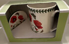 New in Box Gift SET Portmeirion Botanic Garden Poppy Mug 12 Oz & Coaster Topper