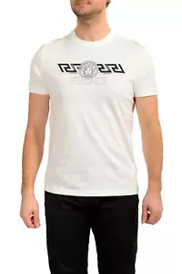 Versace Men's White "Taylor Fit" Short Sleeve Logo Print T-Shirt US S IT 48 - Picture 1 of 5