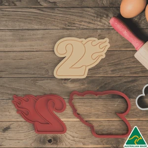 Flame Number 2 Cookie Cutter and Embosser Stamp - Picture 1 of 3