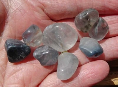 Blue Tara Quartz - 8 Small Tumbled Stones  rt750e - Image 1 of 4