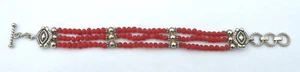 Vintage Sterling Silber Armband blutrote Koralle gemarkt MG - Bild 1 von 4