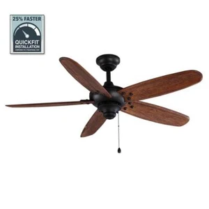 Altura 48 in. Indoor/Outdoor Matte Black Ceiling Fan with Downrod and Reversible - Picture 1 of 12