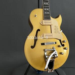 Custom Byrdland Electric Guitar Gold Color P90 Pickups ABR Bridge Hollow Body