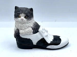 Colección Hamilton Gato en Zapato de Golf ""Tee Time"" Escultura Porcelana 1994 - Imagen 1 de 6