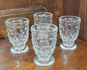 Set of 4 Vintage Clear Glass Hobnail Shot Glasses Toothpick Holders 2.5" - Picture 1 of 5