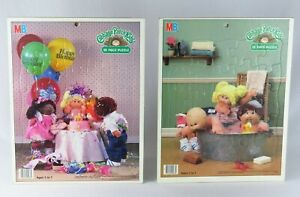 Vintage Cabbage Patch Kids Puzzle Frame Tray 25 Piece Birthday Bath 1984 Set 2 
