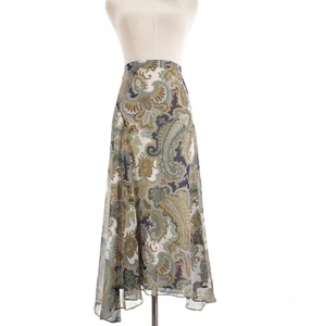 Veronica Beard NWT Karima Midi Skirt Size 10 in Green/Blue/Cream 100% Silk - Picture 1 of 9