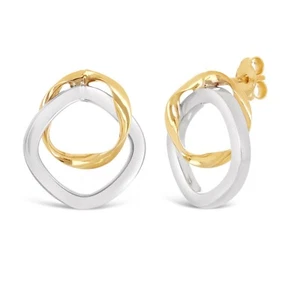 Pendientes de eternidad cuadrados y redondos de oro italiano de 14 K de 17,5 x 15 mm - Imagen 1 de 6
