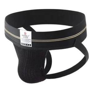 Men's Jockstrap Stretchy Nylon Mesh Pouch Performance Workout Large Black - Picture 1 of 7