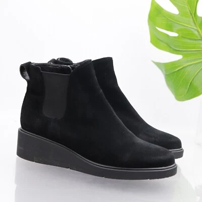 Bota Luisa Blonda para Mujer Talla 7 Impermeable Botín de Cuña Baja Negra Gamuza Cómoda Foto 1 de 4