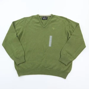 Barbour Sweater Mens XL V-Neck 100% Wool Green Pullover NWOT NEW - Picture 1 of 9