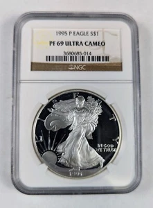 1995 American Silver Eagle NGC PF69 UCAM Near Perfect Coin  - Picture 1 of 2