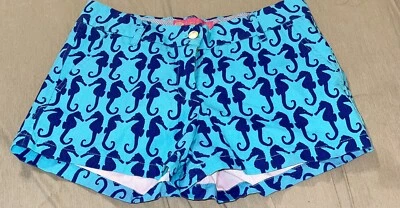 Женские шорты Margaret Josephs коллекция Macbeth маленькие синие с морскими коньками - Изображение 1 из 4