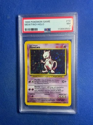 1999 Pokemon Base Set Unlimited #10 Mewtwo Holo Rare PSA 7 - Image 1 of 2