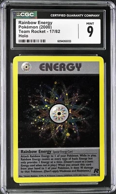 CGC 9 MINT Rainbow Energy Team Rocket 17/82 SWIRL Holo Card psa - Image 1 of 2