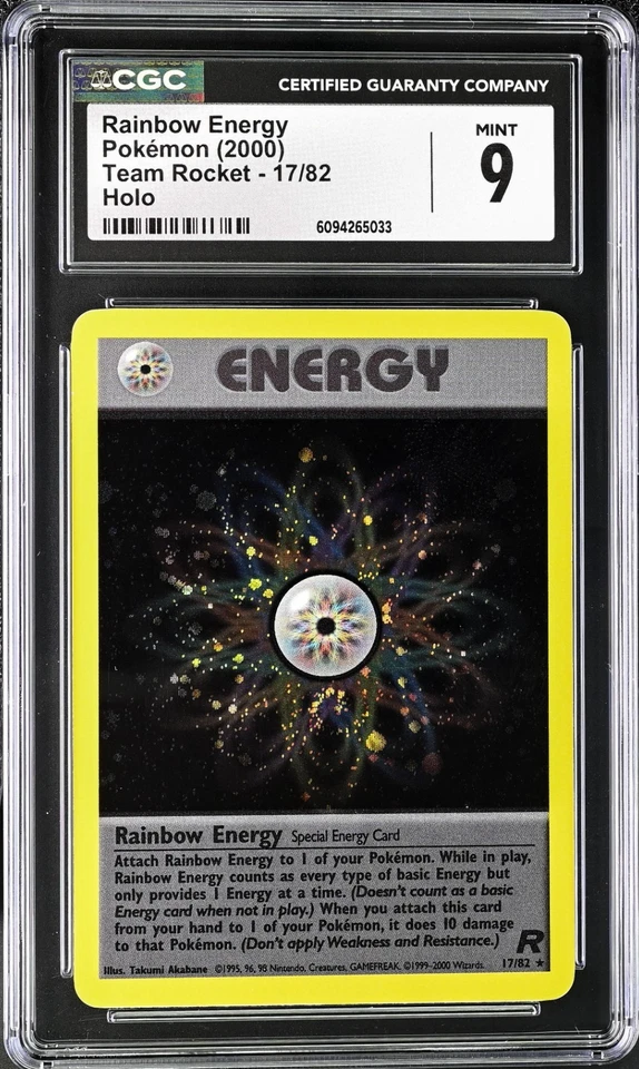 CGC 9 MINT Rainbow Energy Team Rocket 17/82 SWIRL Holo Card psa - Image 1 of 2
