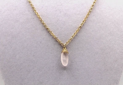 Collar artesanal de piedra de cuarzo pulido cadena oro 21" Foto 1 de 4