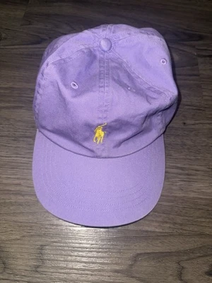 De colección Polo Ralph Lauren Sombrero Gorra Púrpura Clásico Amarillo Poni Cuero Correa Foto 1 de 3