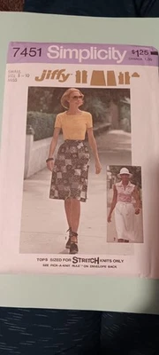 7451 Vintage Simplicity SEWING Pattern Misses Jiffy Wrap Skirt Top UNCUT Small - Image 1 of 2