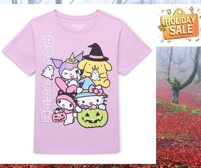 Hello Kitty Boo Crew Girl XL 14-16 Halloween Short Sleeve Graphic T-Shirt PURPLE - Image 1 of 4
