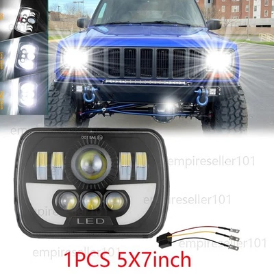 5x7" 7x6" Halo LED Headlight Turn Signal Hi-Lo For Jeep Cherokee XJ Wrangler YJ - Image 1 of 4
