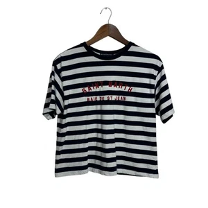 Brandy Melville blue white stripe Saint Barth Tee - Picture 1 of 8