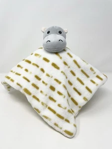 Lila And Jack Gray Hippo Security Blanket Lovey Gold Stripes Plush Baby Toy - Picture 1 of 12