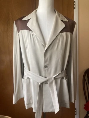 Chaqueta vintage años 50 gabardina dos tonos cinturón Hollywood rockabilly talla L Foto 1 de 4