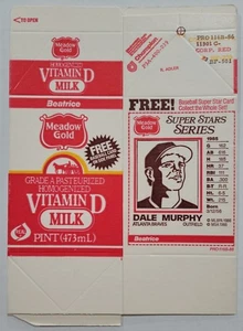 1986 Dale Murphy Meadow Gold unbenutzt Milchkarton Karte Atlanta Braves Super Stars - Bild 1 von 6