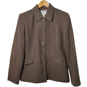 Pendleton blazer donna giacca manica lunga 100% lana vergine USA marrone taglia 6 - Foto 1 di 9