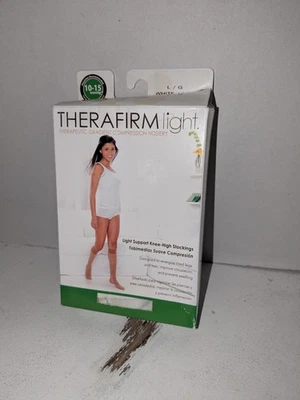Therafirm Light Support Women's Trouser Socks, 10-15mmHg White Large L White New - Image 1 of 3