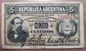 ARGENTINA 5 CENTAVOS 4/10/1883 P-5 MBC- - Imagen 1 de 2