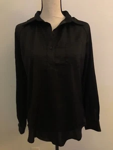 Lena Gabrielle schwarze Langarm 1/4 Knopf Bluse Größe S - Bild 1 von 6
