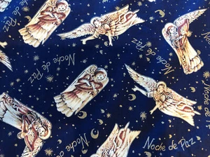 Fabric Vintage Christmas Angels w/ Harp “Noche De Paz” (Night of Piece) 36”x42” - Picture 1 of 3