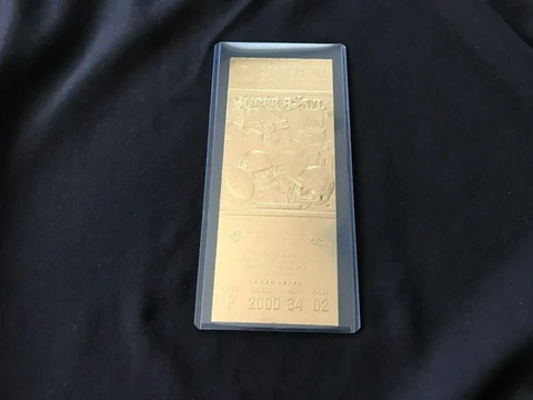 St. Louis Rams vs. Tennessee Titans Super Bowl XXXIV 22kt Gold Ticket (NEW) Cover