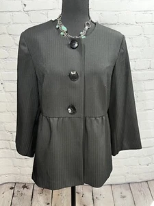 TRACES BY TRACY EVANS Blazer coat SZ 10 Women’s Black Peplum Jacket - Picture 1 of 6