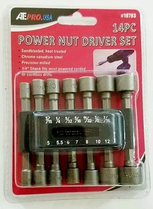 Set Dado Avvitatore Alimentazione Cambio Rapido 14pz Gambo Esagonale Metrico SAE Standard Acciaio NUOVO - Foto 1 di 4