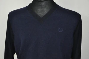 Fred Perry Wool Navy Blue Logo Men's Sweater size 42" - Picture 1 of 7